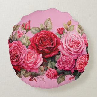 Red roses, Red roses, Round Pillow