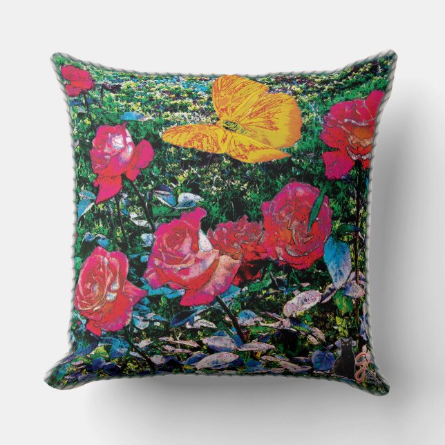 Red Roses Red Roses Throw Pillow (Front)