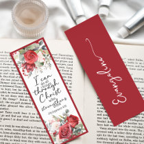 Red Roses Religious Bible Verse Custom Name Bookmarks
