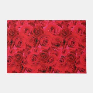 Red Roses Repeating Floral Pattern Doormat