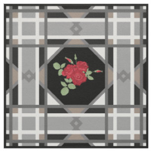 Red roses , retro fabric