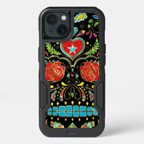 Red Roses  Retro Flowers Sugar Skull G3 iPhone 13 Case