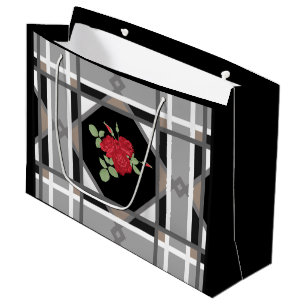 Red roses , retro large gift bag