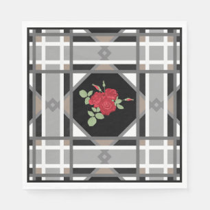 Red roses , retro napkins