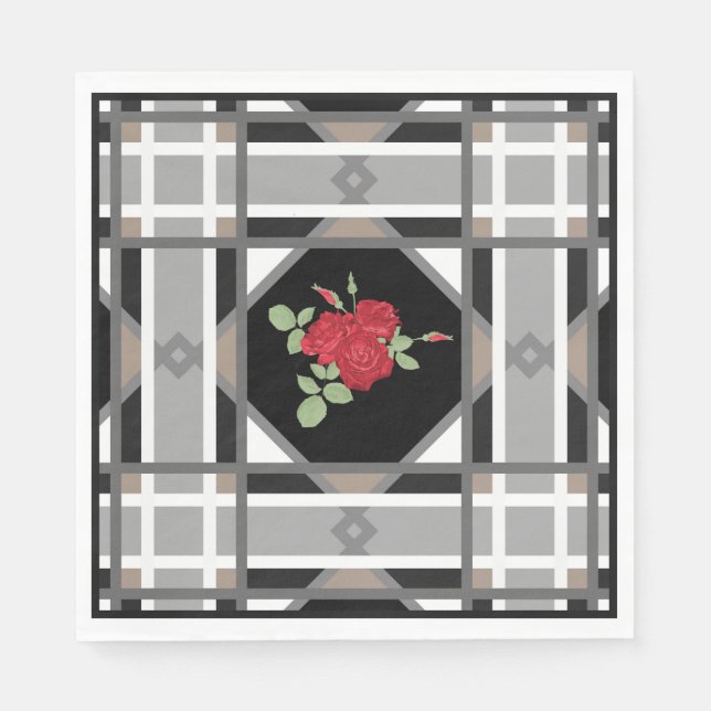 Red roses , retro napkins (Front)