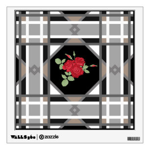 Red roses , retro wall decal