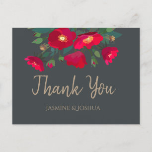 Red Roses Romantic Moody Thank You Postcard