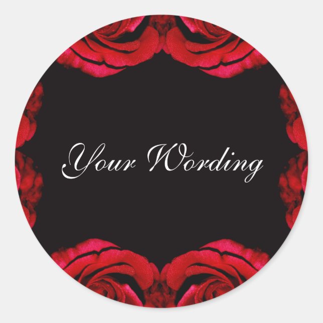 Red roses romantic sticker (customise wording) (Front)