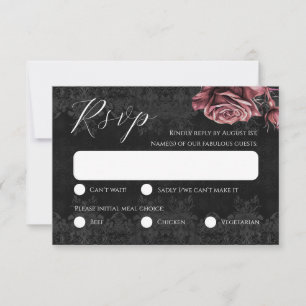 Red Roses Romantic Victorian Gothic RSVP card