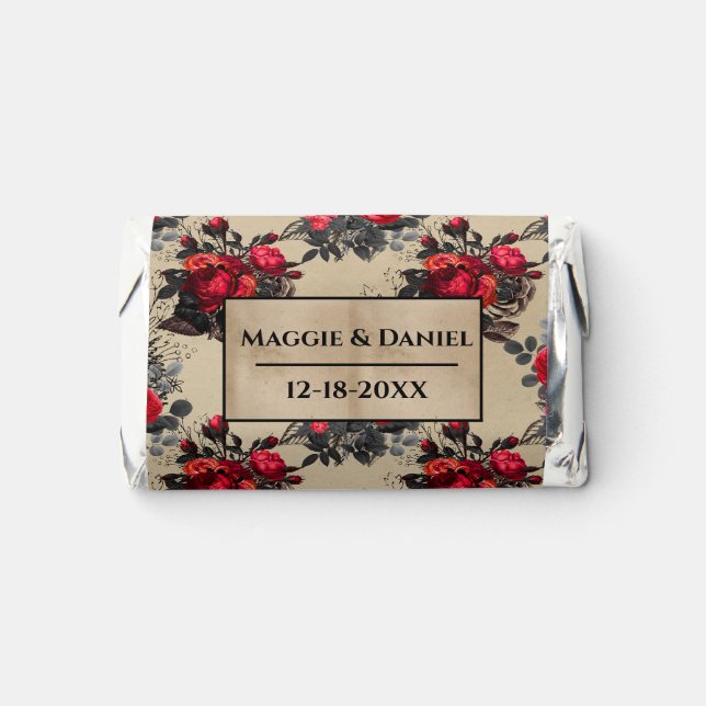 Red Roses Romantic Wedding Favors Elegant Candy  (Front)