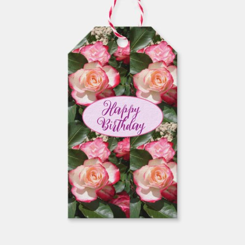 Red Roses Roses White Flower Floral Cottage Garden Gift Tags