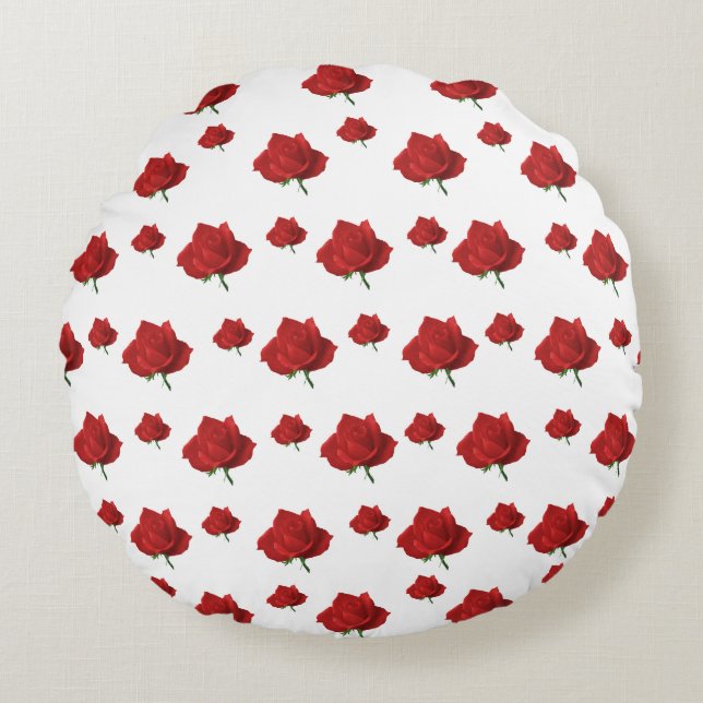 Red Roses Round Pillow (Front)