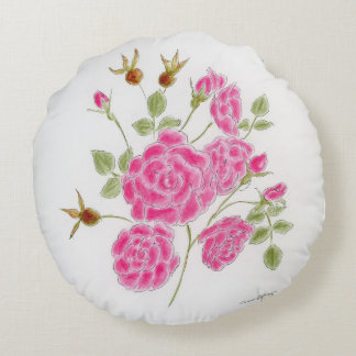 Red roses round pillow