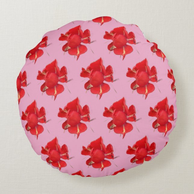 Red Roses, Round Pillow (Back)