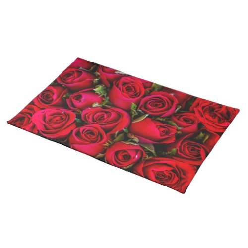 Red roses ruby red flowers cloth placemat