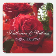 Red Roses Save The Date Sticker