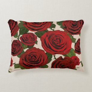 Red roses. Seamless floral background. Accent Pillow