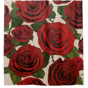 Red roses. Seamless floral background. Shower Curtain