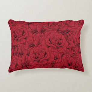 red roses seamless pattern accent pillow