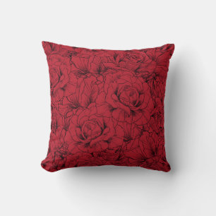 red roses seamless pattern throw pillow