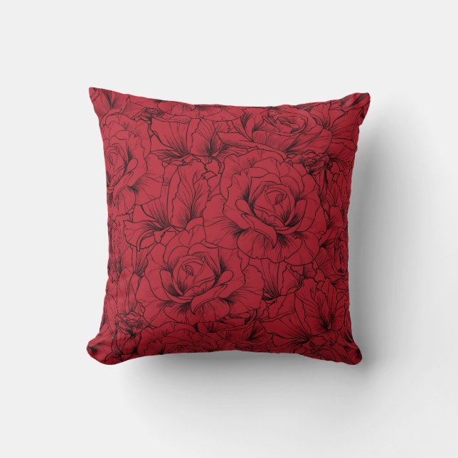 red roses seamless pattern  throw pillow (Front)