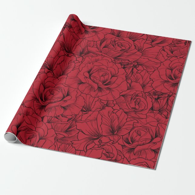red roses seamless pattern  wrapping paper (Unrolled)