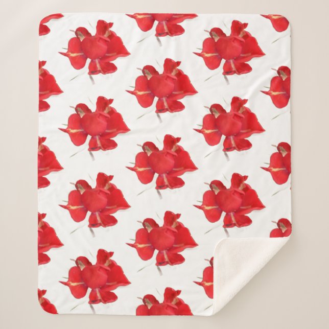 Red Roses, Sherpa Blanket (Front)