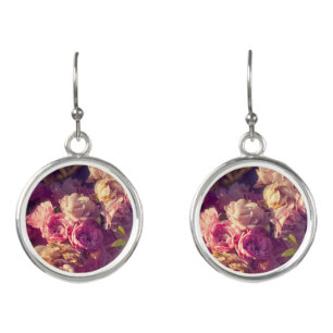 Red roses shrub earrings