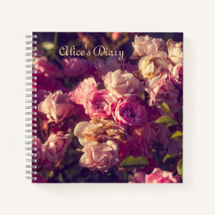 Red roses shrub personalize notebook