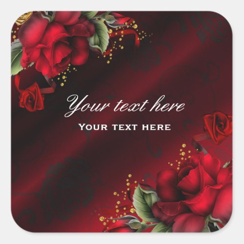 Red Roses Silk Gothic Sticker Label