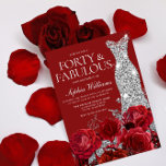 Red Roses Silver Diamond Gown 40th Birthday Party Invitation<br><div class="desc">Red Roses Silver Diamond Gown 40th Birthday Party 40 and Fabulous  Invitation

See matching collection in Niche and Nest Store

Many thanks</div>