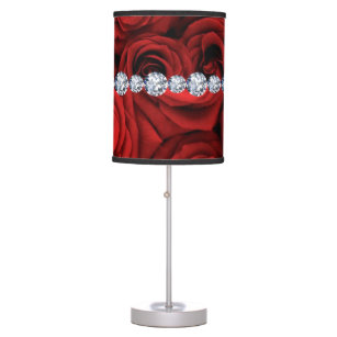 Red Roses Silver Diamonds Table Lamp
