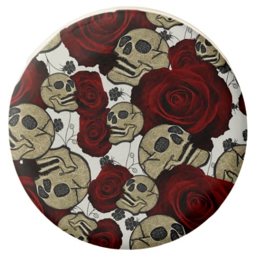 Red Roses  Skulls Black Floral Gothic White Chocolate Covered Oreo
