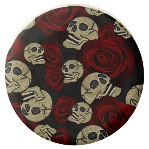 Red Roses  Skulls Grey Black Floral Gothic Chocolate Covered Oreo