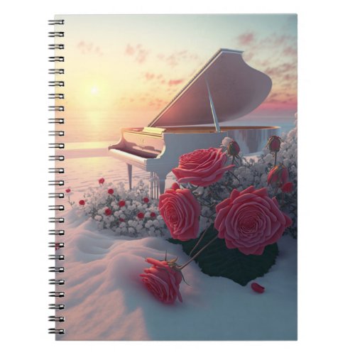 Red Roses Snow White Piano Notebook