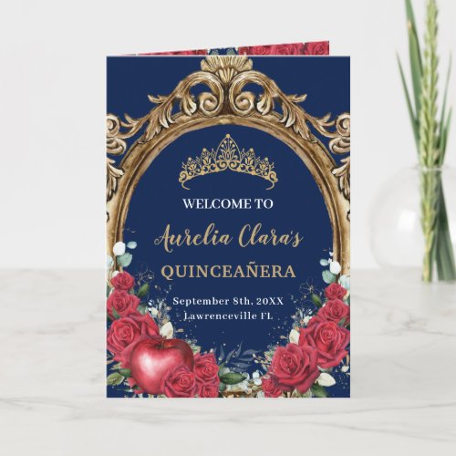 Red Roses Snow White Quinceaera Order of Events Program