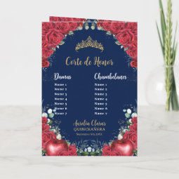 Red Roses Snow White Quinceañera Order of Events Program | Zazzle
