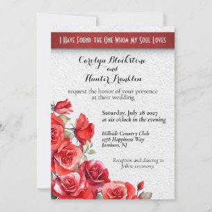 Red Roses Song of Solomon Wedding Invitation