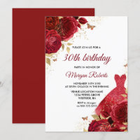 Red Roses Sparkle Dress 30th Birthday Party