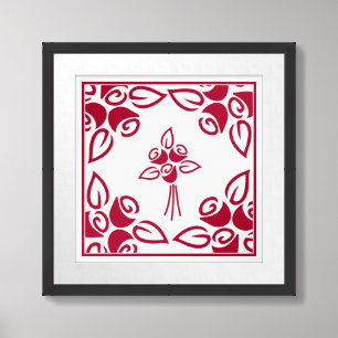 Red Roses Square Motif Framed Wall Art 