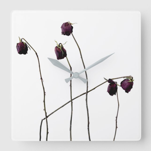 Red Roses Square Wall Clock (Front)