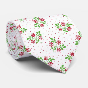 Red Roses Stencil Neck Tie
