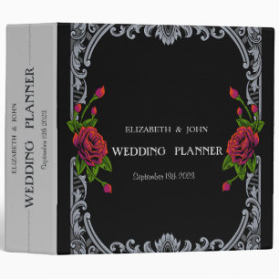 Red Roses,Stripes Gothic 3 Ring Binder