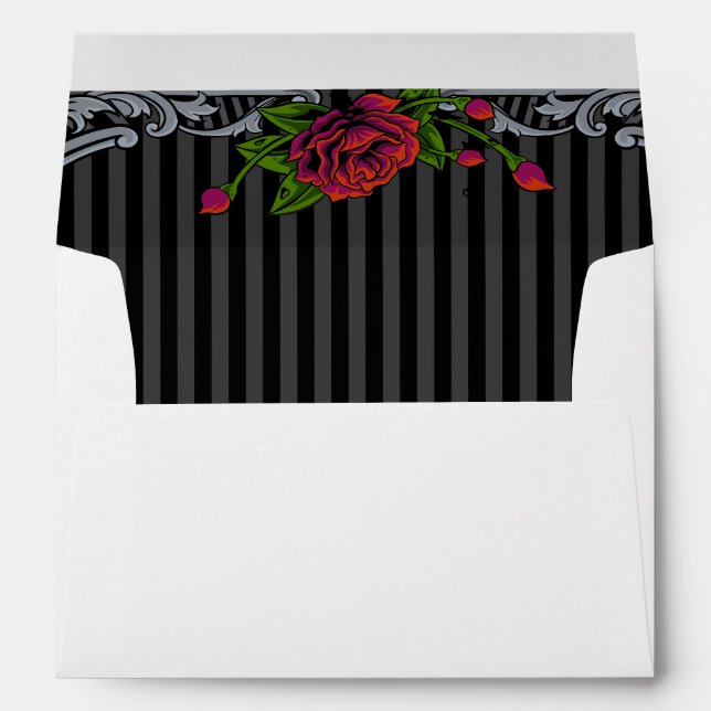  Red Roses,Stripes Gothic Envelope (Back (Bottom))