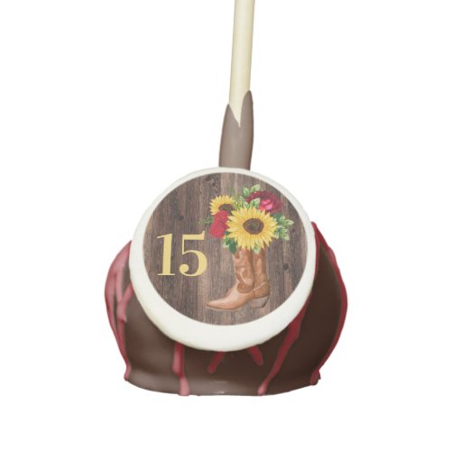 Red Roses Sunflowers Cowgirl Boots 15th Birthday Cake Pops