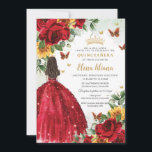 Red Roses Sunflowers Floral Quinceañera Sweet 16 Invitation<br><div class="desc">Personalize this boho chic vibrant red floral and sunflowers Quinceañera / Sweet 16 birthday invitation easily and quickly. Simply click the customize it further button to edit the texts, change fonts and fonts colors. Featuring bright red roses, vibrant yellow sunflowers, butterflies and a girl dressed in a glittery red ball...</div>