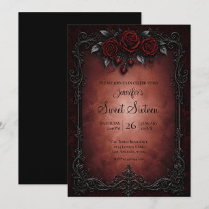 Red Roses Sweet 16 Birthdy Invitation