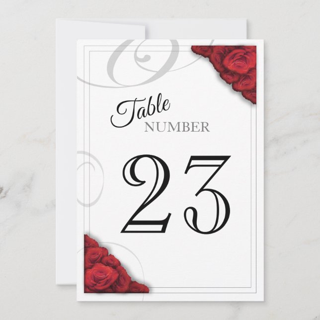 Red Roses Table Number (Back)