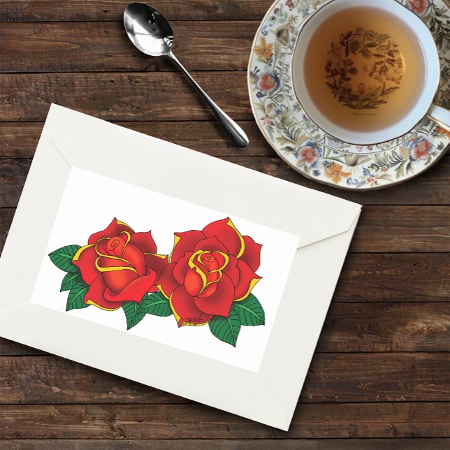 Red Roses Tattoos Rectangular Sticker (Creator Uploaded)