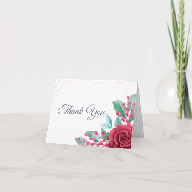 Red Roses Thank You Card (Front)